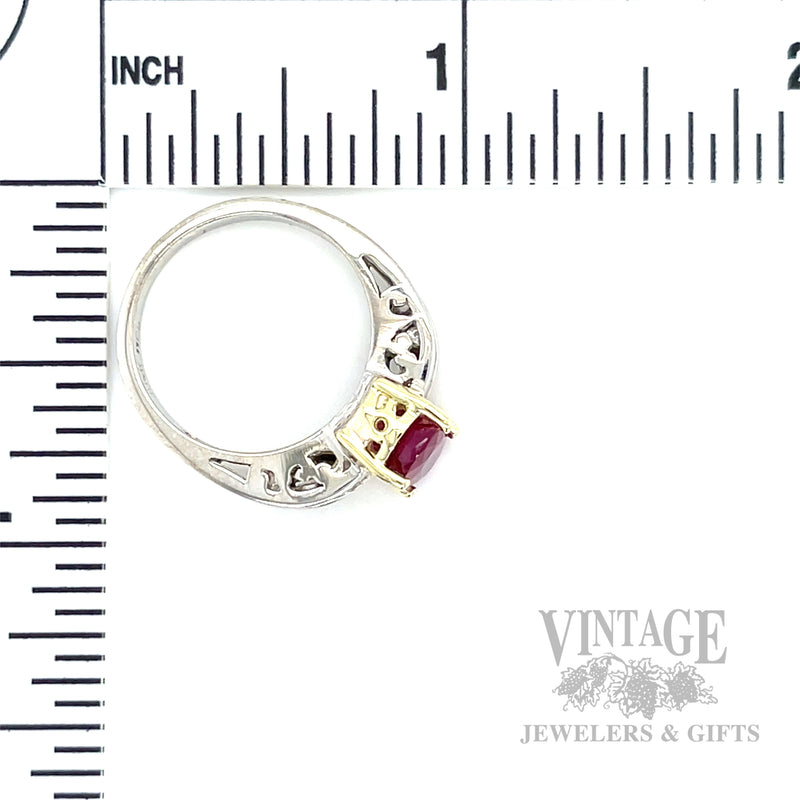 Solitaire Ruby Diamond Accented 14k White Gold Ring Scale View