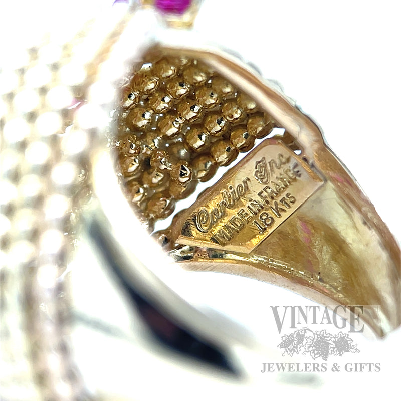 Vintage Cartier Ruby Diamond Accented 18k Gold Ring Cartier Hallmark