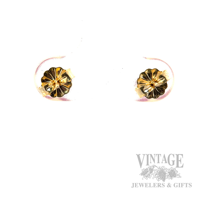 Round Ruby 14k Gold Stud Earrings Back View