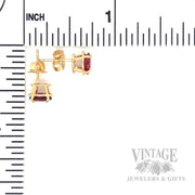 Oval Ruby 14k Gold Stud Earrings Scale View
