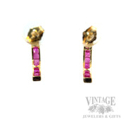 Ruby J-Hoop 14k Gold Earrings Back View