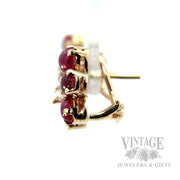 Flower Ruby 15k Gold Earrings Side View