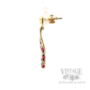 Dangling Ruby Diamond Accented 10k Gold Earrings Side View