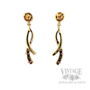 Dangling Ruby Diamond Accented 10k Gold Earrings Back View