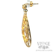 Geometric Pierced 14k Gold Dangle Earrings Side View