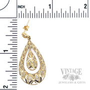 Geometric Pierced 14k Gold Dangle Earrings Scale View
