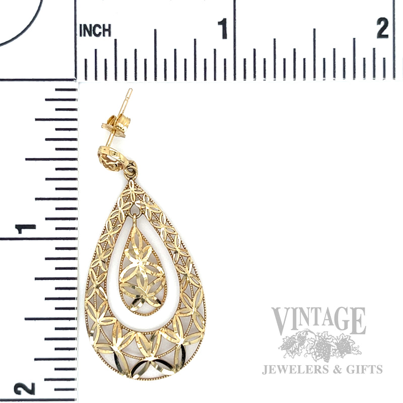Geometric Pierced 14k Gold Dangle Earrings Scale View