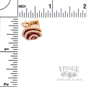 Spiral Rose Ruby Diamond Accented 14k Rose Gold Earrings Scale View
