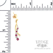 Dangling Ruby Diamond Accented 10k Gold Earrings Scale View