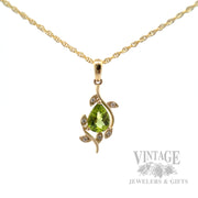 Botanical Peridot Diamond Accented 14k Gold Necklace Front View