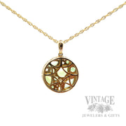 Mosaic Tsavorite Peridot Diamond Accented 14k Gold Necklace Back View