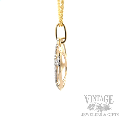 Webbed Openwork Diamond Accented 14k Gold Necklace Side View