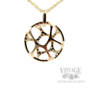 Webbed Openwork Diamond Accented 14k Gold Necklace Back View