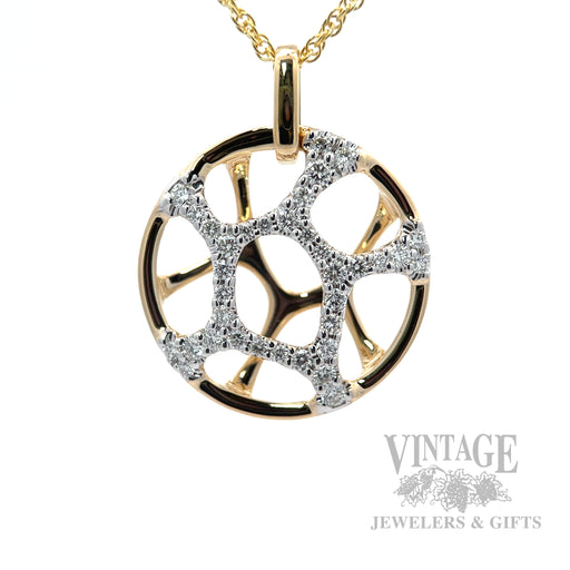 Webbed Openwork Diamond Accented 14k Gold Necklace Front View