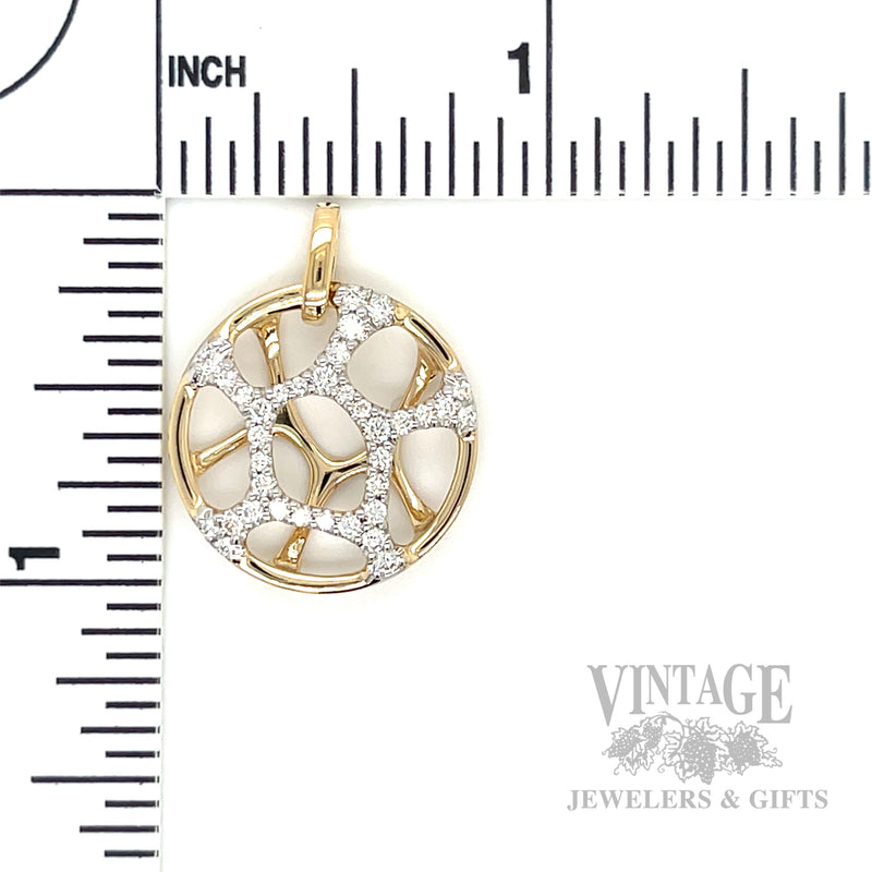 Webbed Openwork Diamond Accented 14k Gold Necklace Scale View