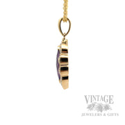 Framed Amethyst Diamond Accented 14k Gold Pendant Side View