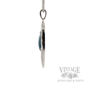 Dangling Blue Topaz Diamond Accented 14k White Gold Necklace Side View