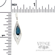 Dangling Blue Topaz Diamond Accented 14k White Gold Necklace Scale View