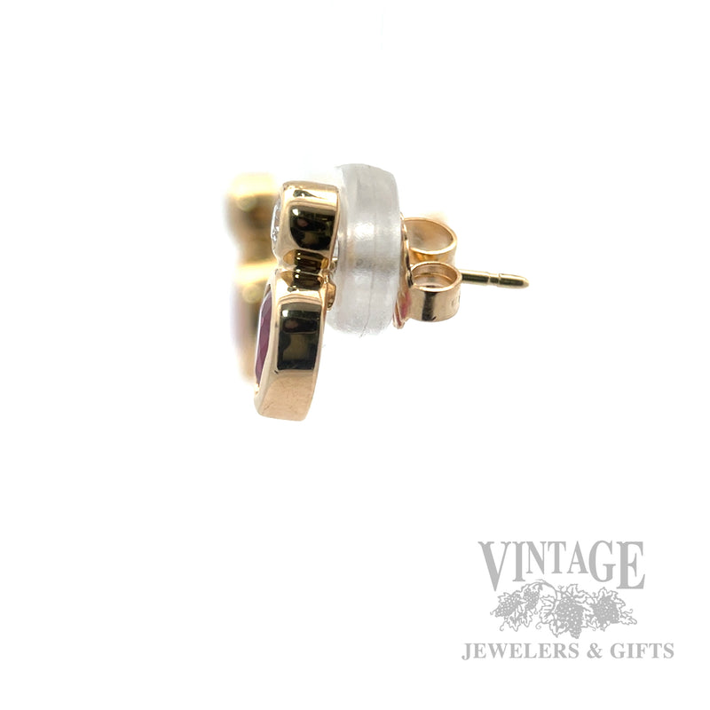 Ruby Diamond Accented Drop Stud 14k Gold Earrings