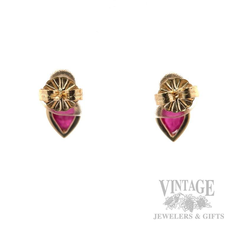 Ruby Diamond Accented Drop Stud 14k Gold Earrings