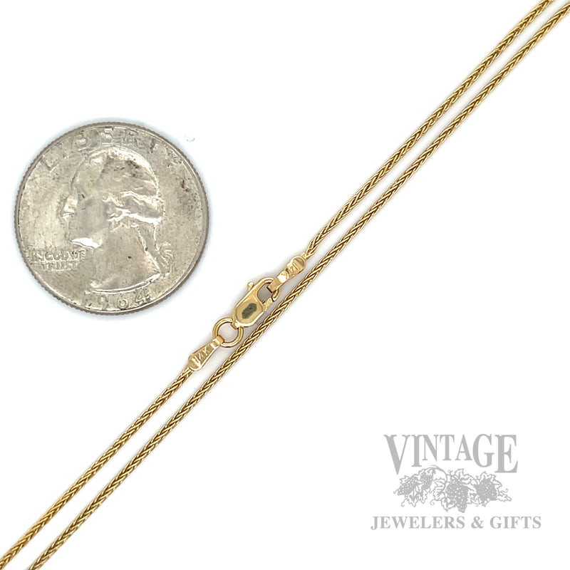 18" 1.1 mm Wheat Chain 14k Gold Necklace
