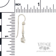 Antique Dangle Diamond Platinum Earrings Scale View