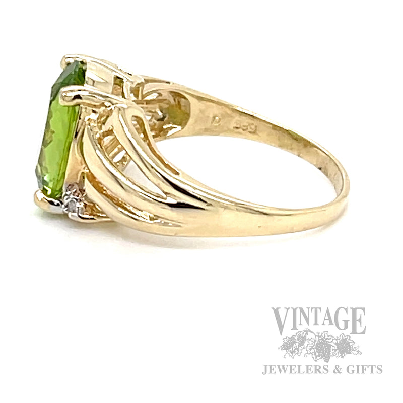 Openwork Peridot Diamond Accented 14k Gold Ring Side View
