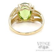 Openwork Peridot Diamond Accented 14k Gold Ring Back/Interior View