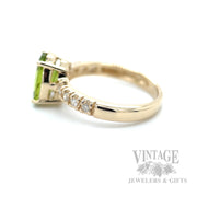 Peridot and Diamond Accented 14k Gold Ring Side View