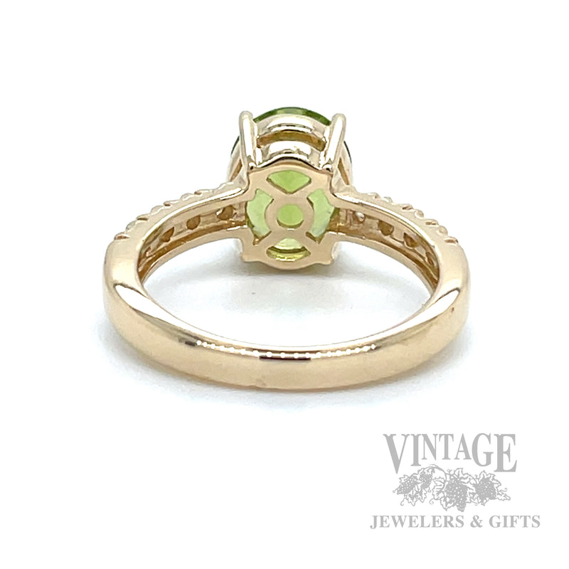 Peridot and Diamond Accented 14k Gold Ring Back/Interior View