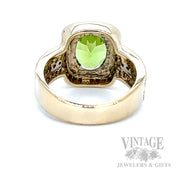 Halo Striped Peridot Diamond Accented 14k Gold Ring Back/Interior View