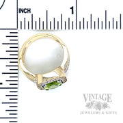 Halo Striped Peridot Diamond Accented 14k Gold Ring Scale View