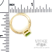 Peridot and Diamond Accented 14k Gold Ring Scale View