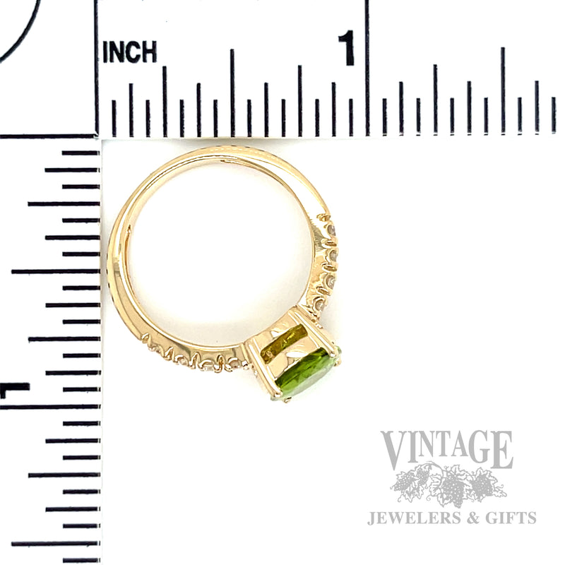 Peridot and Diamond Accented 14k Gold Ring Scale View