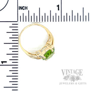 Openwork Peridot Diamond Accented 14k Gold Ring Scale View