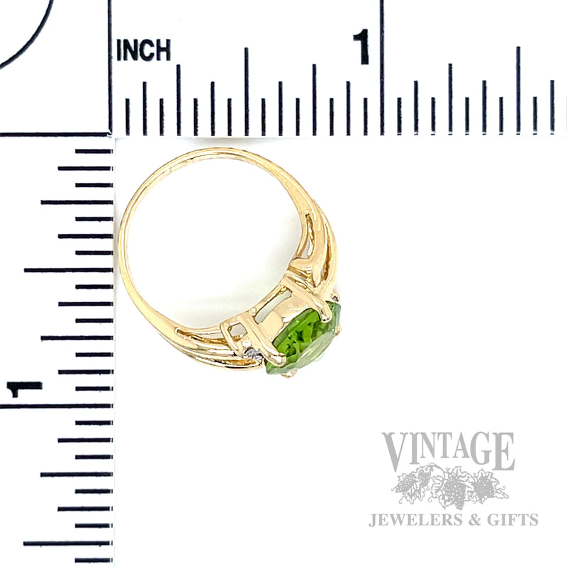 Openwork Peridot Diamond Accented 14k Gold Ring Scale View