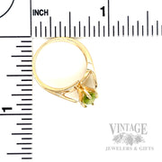 Bypass Solitaire Peridot 10k Gold Ring Scale View