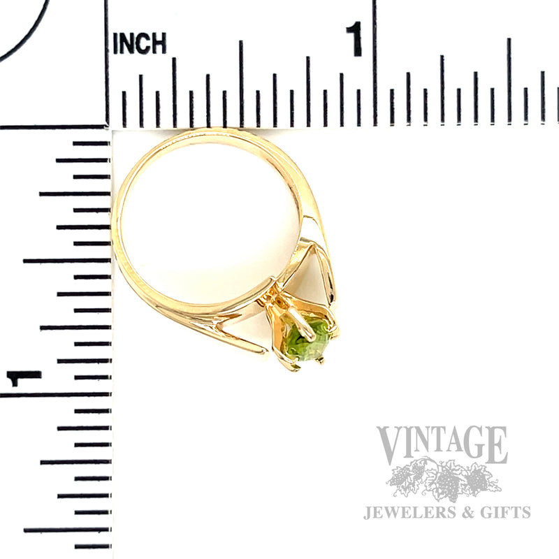 Bypass Solitaire Peridot 10k Gold Ring Scale View