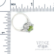 Marquise Peridot and Diamond 18k White Gold Ring Scale View