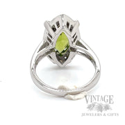 Marquise Peridot and Diamond 18k White Gold Ring Back View