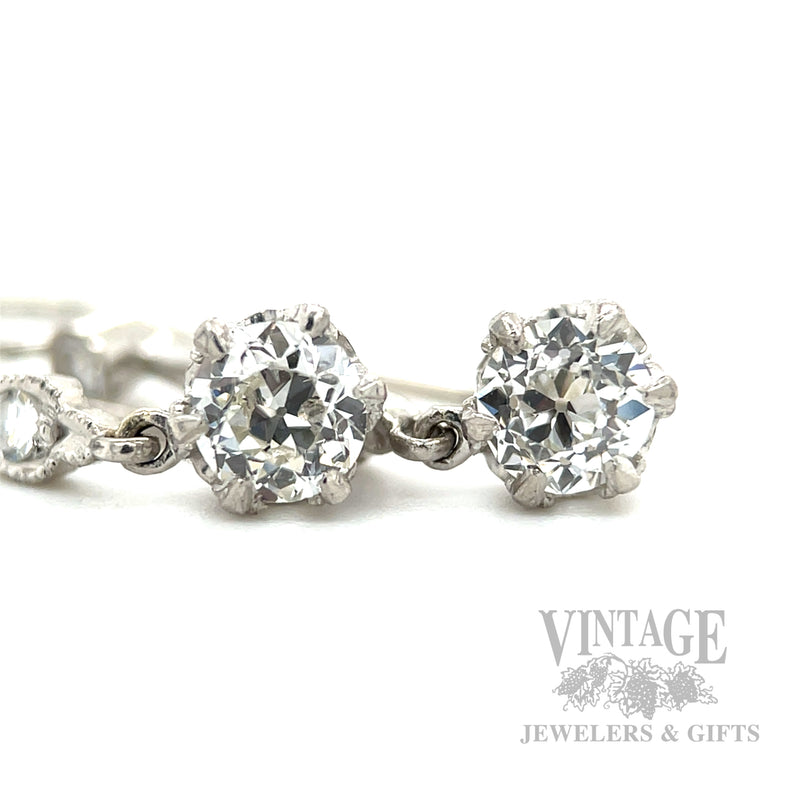 Antique Diamond .90 CTW Platinum Dangle Earrings