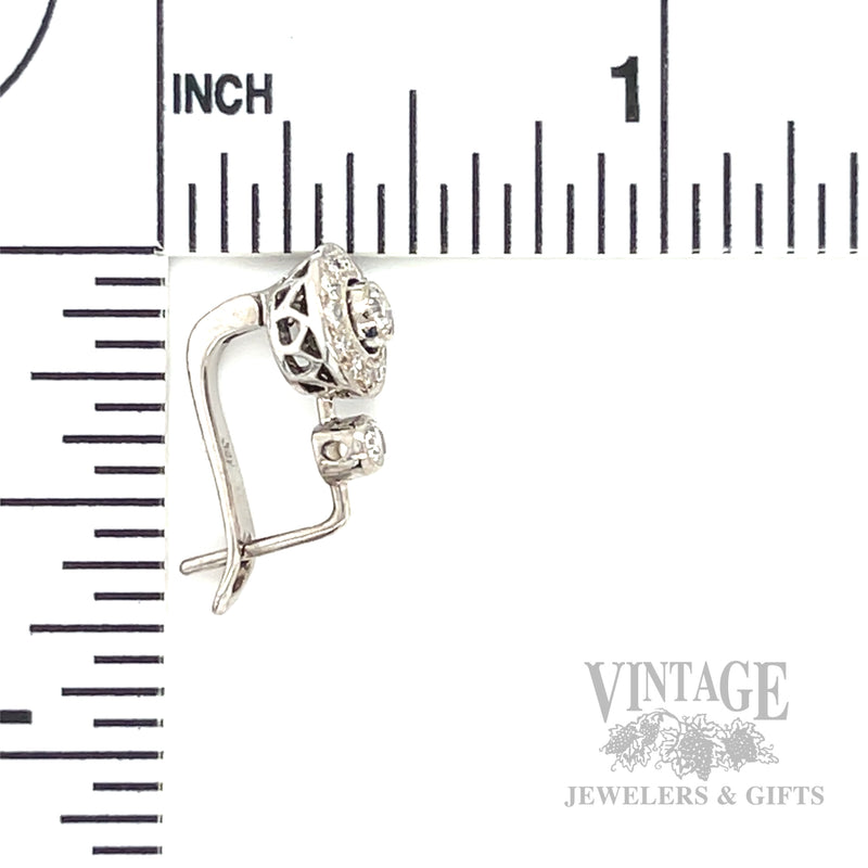 Vintage Bezeled Diamond 18k White Gold Huggie Earrings