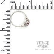 Filigree Lavender Spinel 14k White Gold Ring Scale View