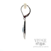 Dangling London Blue Topaz 14k White Gold Earrings Side View