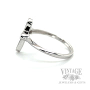 Milgrain Diamond Cross 14k White Gold Ring Side View