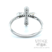 Milgrain Diamond Cross 14k White Gold Ring Back/Interior View