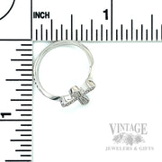 Milgrain Diamond Cross 14k White Gold Ring Scale View