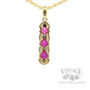 Ruby Trio and Diamond Accented 14k Gold Necklace Back View