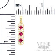 Ruby Trio and Diamond Accented 14k Gold Necklace Scale View