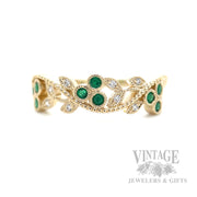 Emerald Vines Diamond Accented 14k Gold Ring Front View